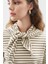 Şal Detaylı Çizgili Tshırt Haki 3