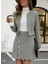 Kadın Uzun Kollu Önü Açık Dokuma Ceket ve Mini Etek Ikili Takım 4