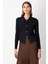 Kadın Süs Düğmeli Büzgü Detaylı Triko Kazak 65353 Siyah 1