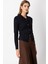 Kadın Süs Düğmeli Büzgü Detaylı Triko Kazak 65353 Siyah 2