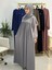 Şallı ve Üsten Robalı,kemerli Elbise Takım .hijap ,abaya (Hac ve Umre Için Uygundur) Gri 5
