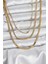 Erb 316L Çelik Gold Renk 3\&apos;lü Kadın Kolye 1