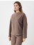 Kahve Melanj Rahat Kesim Yarasa Kol Yumuşak Dokulu Sweatshirt 3