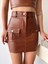 Önden Iki Cepli Deri Etek Kahve H240040 4