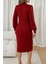Kadın Uzun Kollu Yarı Balıkçı Yaka Tül ve Inci Detaylı Kısa Ithal Krep Midi Elbise 2