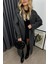 Füme Balıksırtı Model Kuşaklı Astarlı Oversize Kaban 2