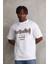 Unisex Kuşgözü Detaylı Baskılı Oversize T-Shirt - Beyaz 2