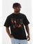 Unisex Baskılı Oversize T-Shirt - Siyah 3