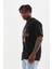 Unisex Baskılı Oversize T-Shirt - Siyah 7