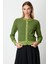 Kadın Sıfır Yaka Çizgili Hırka 63901 Yeşil 2