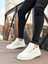Kalın Yüksek Tabanlı Çift Fermuarlı Beyaz Günlük Sneaker Spor Ayakkabı 1