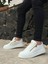 Kalın Yüksek Tabanlı Çift Fermuarlı Beyaz Günlük Sneaker Spor Ayakkabı 3