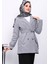 Gri Kruvaze Yaka Çift Düğmeli Kaşe Kaban 3