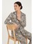 Luxury Viscose Siyah Beyaz Leopar Desenli Kadın Uzun Kollu Pijama Takımı – 42570 3