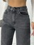 Kadın Bıyıklı Kar Yıkama Bol Paça Kot Pantolon 3