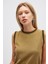 Rina Düz Örgü Kadın Triko Kolsuz Bluz - Zeytin Yeşili 3