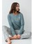 Kadın Giyim %100 Pamuklu Uzun Kol Yeşil Pijama Takımı L1.AR.340.6.001 1