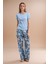 Kadın Giyim Kısa Kollu Desenli Alt & Üst Mavi Pijama Takımı LL.AR01.NE00.TT01 1