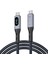 USB Type-C Kablo, LED Ekranlı, 240W 40GBPS, 8k 60Hz Destekli, Örgülü, Siyah-Gri 1