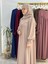 Tesettür Elbise,önü V Model Büzgülü,sufle Esarpla Takım.hijap ,khimar.hac Umre Için Uygundur Bej 6