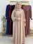 Tesettür Elbise,önü V Model Büzgülü,sufle Esarpla Takım.hijap ,khimar.hac Umre Için Uygundur Bej 7