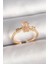 Pirinç Gold Renk Kare Zirkon Taş Model Kadın Yüzük - TJ-BYK3683 1
