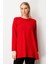Kadın Arkası Düğmeli Sıfır Yaka Kazak 65413 Kırmızı 1