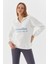 Yakası Fermuarlı Sweatshirt Ekru 3