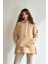 Kadın Kapüşonlu Kanguru Cepli Uzun Kol Düz Oversize Sweatshirt 3