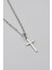 Minimalist Haç Kolye - Düz Ezme Ithal Zincirli Unisex Gümüş Kaplama - 60 cm 2