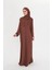 Kahve Tek Parça Namaz Elbisesi Viskon Düz 2503_14 3
