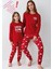 %100 Pamuklu Anne & Kız Çocuk Baskılı Kırmızı Ikili Pijama Takımı L1.RP.371.7.002 1