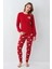 %100 Pamuklu Anne & Kız Çocuk Baskılı Kırmızı Ikili Pijama Takımı L1.RP.371.7.002 2
