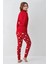 %100 Pamuklu Anne & Kız Çocuk Baskılı Kırmızı Ikili Pijama Takımı L1.RP.371.7.002 5