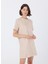 Bisiklet Yaka Taşlı Bej Mini Kadın Elbise F5WL-ELB0114 3