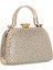 25KC1289 Kadın Taşlı Kutu Abiye Çanta Altın 2