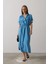 Beli Lastikli Elbise - Mavi 2
