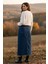 Kadın Koyu Mavi Pamuklu Denim Etek 5