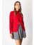 Kadın Dik Yaka Asimetrik Kesim Triko Kazak 65343 Kırmızı 2