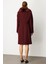 Kadın Yakası Kürklü Kapak Cepli Kaban 6065 Bordo 4