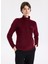 D5WL-SWT3302 Bordo Fermuarlı Yaka Basic Düz Kadın Polar Sweatshırt 3