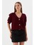 Yıldız Düğmeli Kısa Kol Hırka Bordo 1