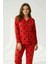 Süet Gömlek Pijama Takımı 7107 Kalpli Kırmızı 6