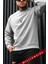Erkek Gri Melanj Geyik Kalın Soft 3 Iplik Içi Şardonlu 0 Sıfır Yaka Oversize Salaş Sweatshirt 4
