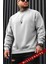 Erkek Gri Melanj Geyik Kalın Soft 3 Iplik Içi Şardonlu 0 Sıfır Yaka Oversize Salaş Sweatshirt 5