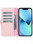 Apple iPhone 13 Uyumlu Deri Cüzdanlı Kılıf Toz Pembe 1