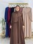 Sallı ,önü V Model Büzgülü Tesettür Elbise Takım ,ferrace,abaya, Hicab,hac ve Umre Için Uygun Kahve 1