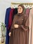 Sallı ,önü V Model Büzgülü Tesettür Elbise Takım ,ferrace,abaya, Hicab,hac ve Umre Için Uygun Kahve 2