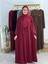 Şallı ve Üsten Robalı,kemerli Elbise Takım .hijap ,abaya (Hac ve Umre Için Uygundur) Bordo 1