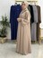 Şallı ve Üsten Robalı,kemerli Elbise Takım .hijap ,abaya (Hac ve Umre Için Uygundur) Bej 4